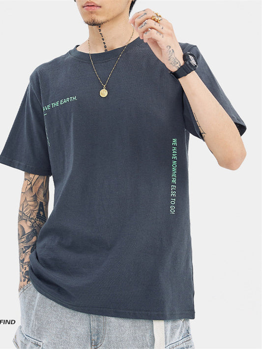 Beedee Short-Sleeved T-Shirt Male Original Tide Brand Two-Color Letter Large Area Printing Port Fashion Brand Cotton Compassionate National Tide