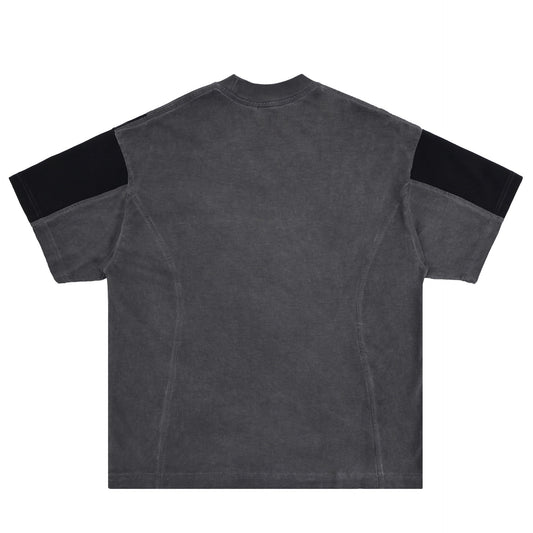 American Patchwork Retro Distressed Men's T-shirt Washed Structure Contrast Color